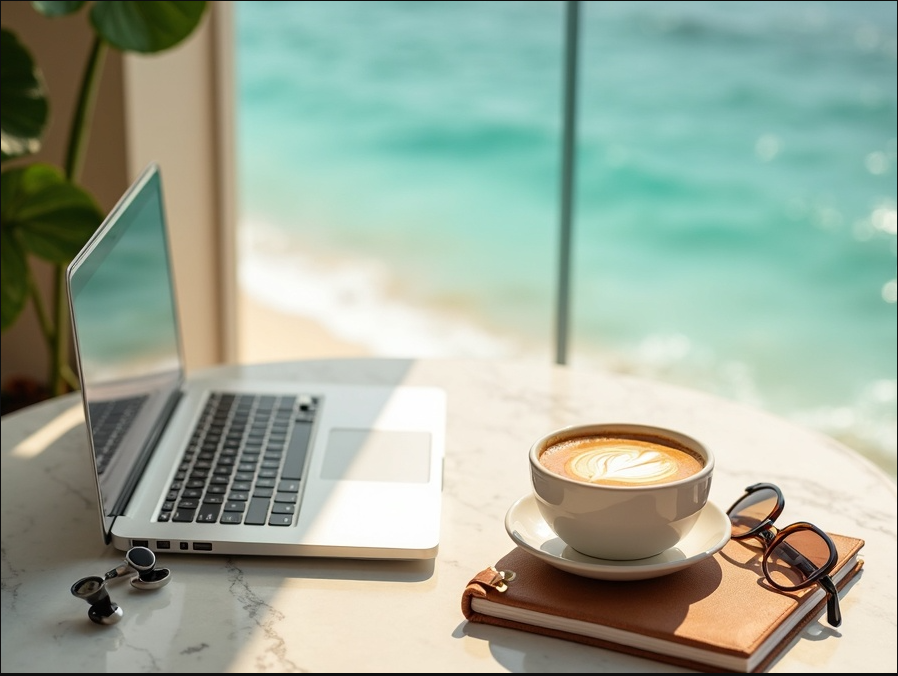 Laptop + Ocean View Workspace